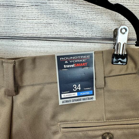 Roundtree & Yorke Mens Travel Smart Classic Fit Pleated Easy Care Shorts Size 34 - Picture 6 of 9